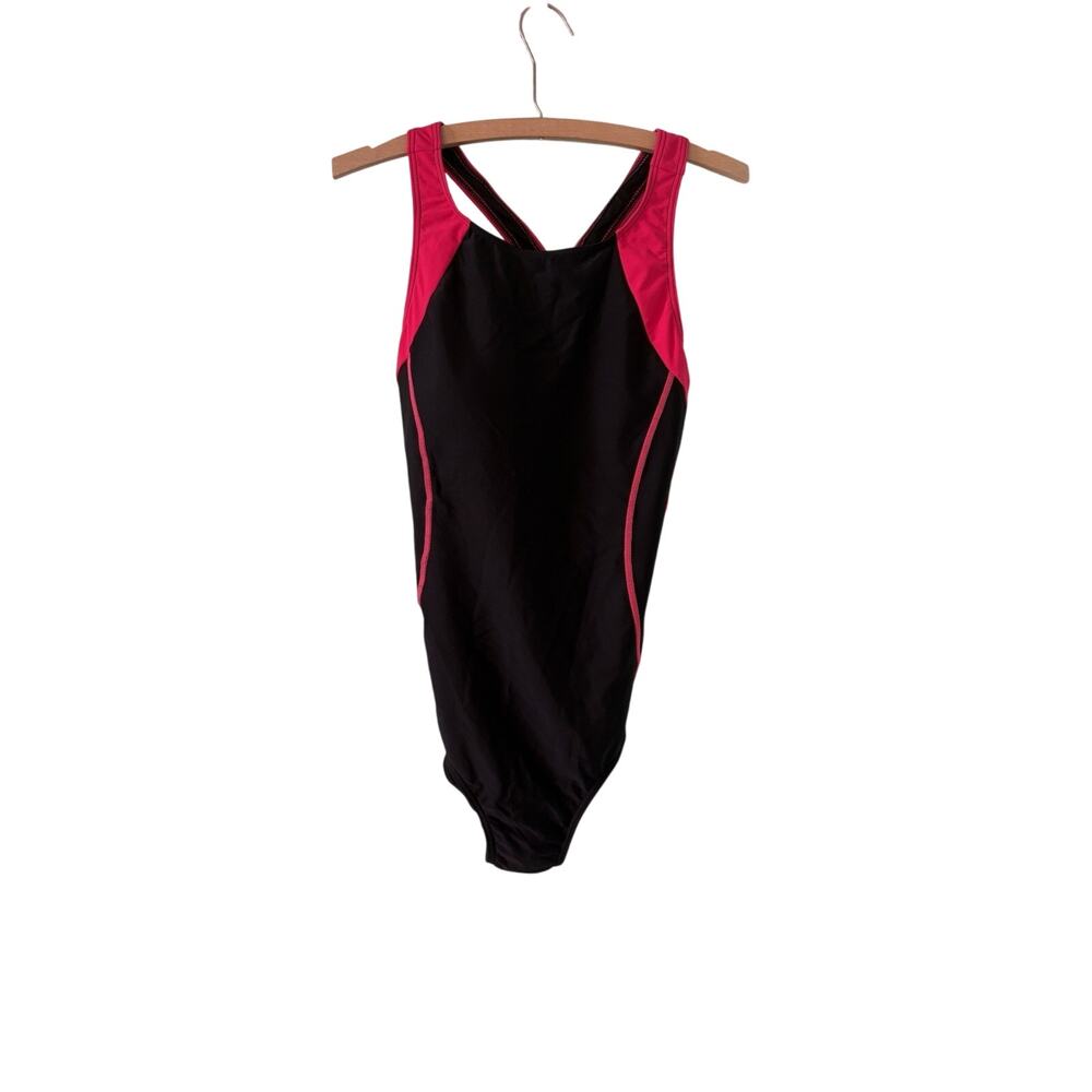 MY Charmo Women's Large Black Pink Bathing Suit UPF 50+ Racer Back NWT